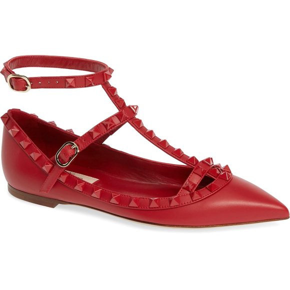 NEW VALENTINO GARAVANI Rockstud Ankle Strap Flats - Picture 8 of 13